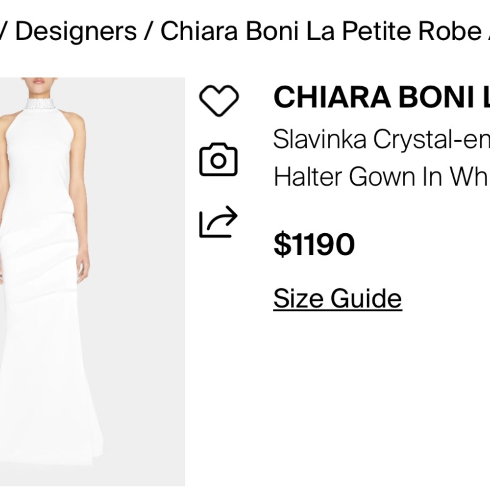 Chiara Boni Women's White Slavinka Beaded-Neck Halter Gown NEW retail $1190.00